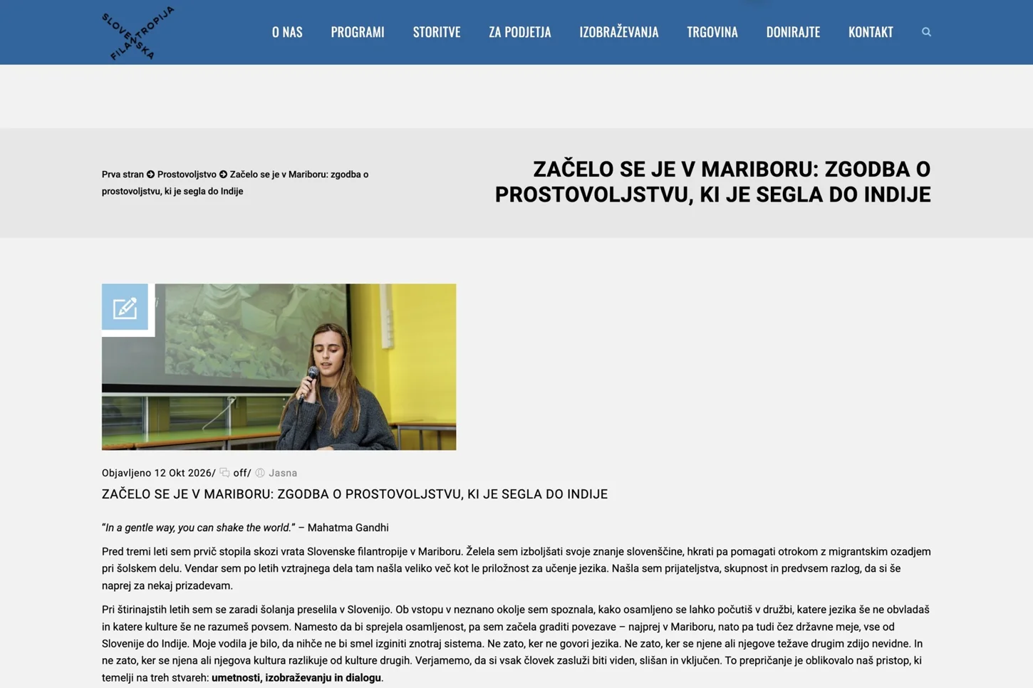 Slovenska filantropija press clipping about BetterTGT