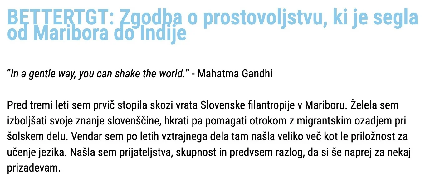 Prostovoljstvo.org press clipping about BetterTGT