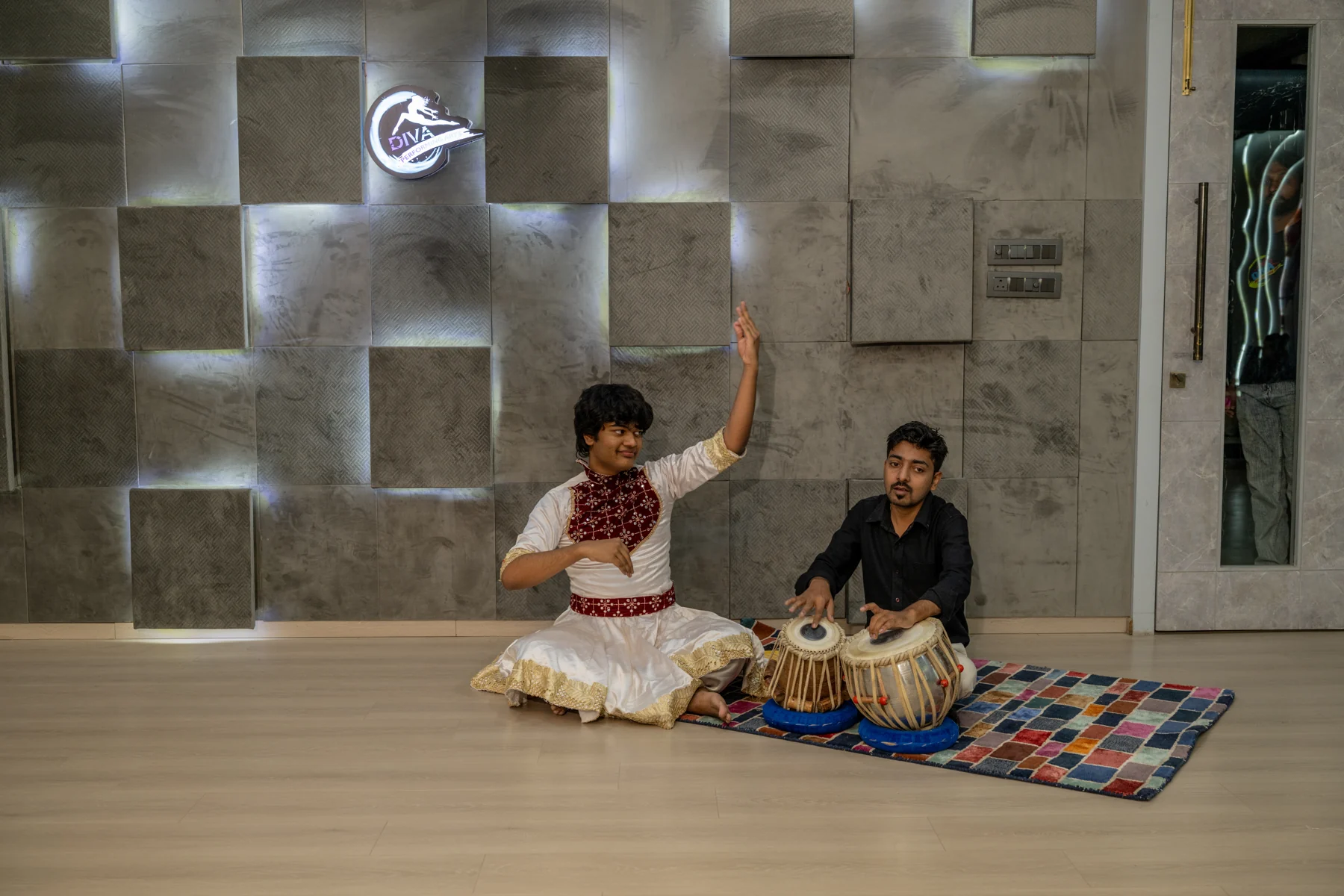 Seated Kathak performance with live tabla accompaniment