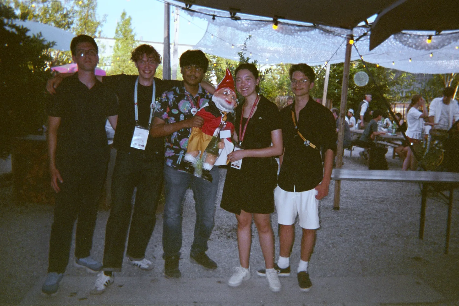 A group of friends in a garden