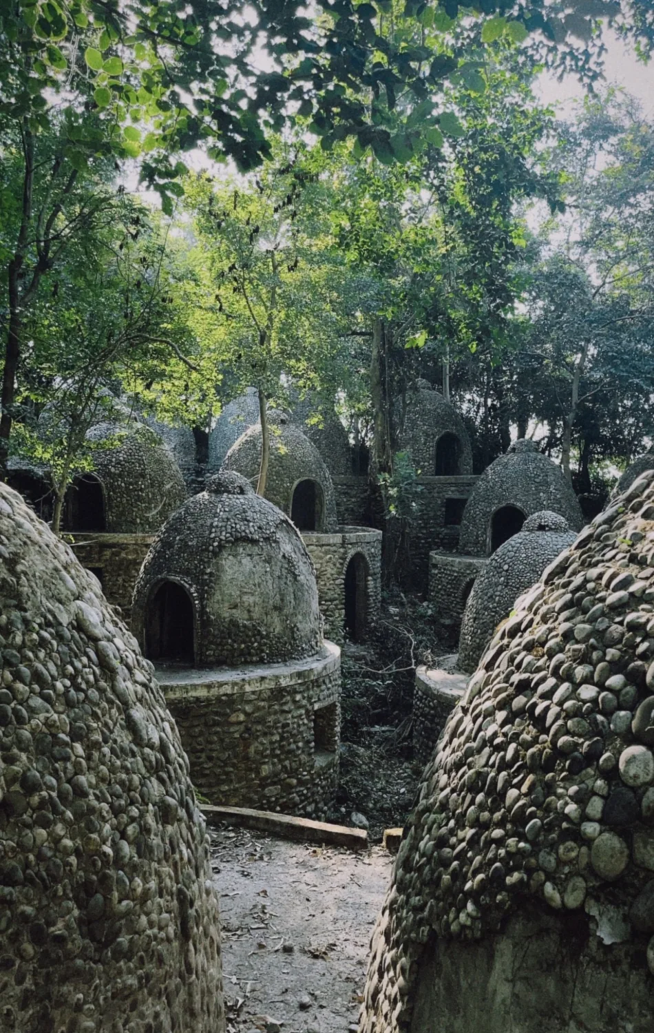 Stone domes surrounded by trees